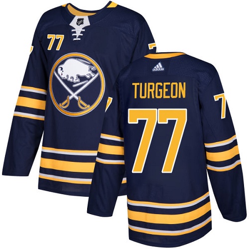 Men Adidas Buffalo Sabres #77 Pierre Turgeon Navy Blue Home Authentic Stitched NHL Jersey